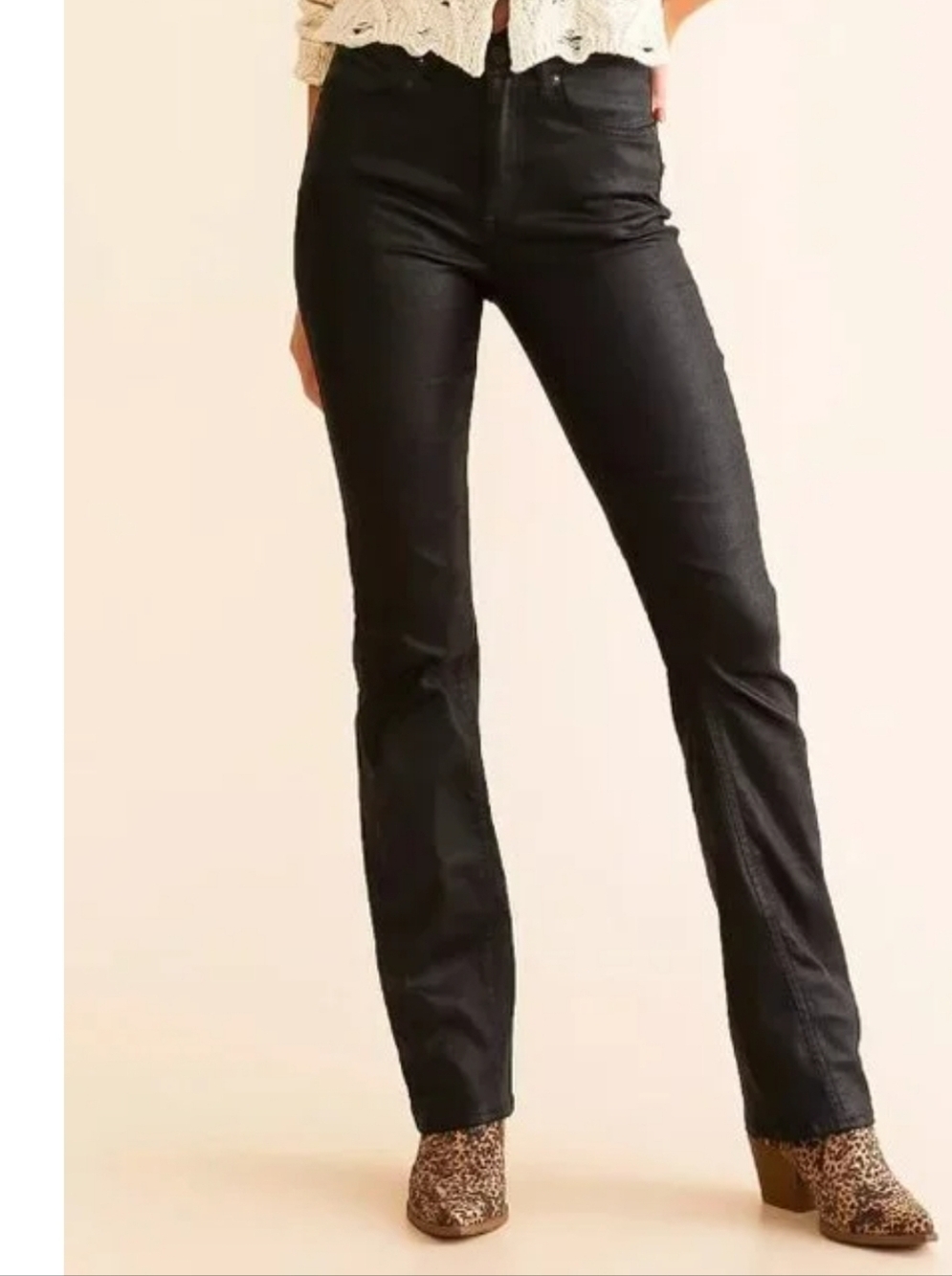 WE THE FREE NWT HIGH RISE SLIM STRAIGHT COATED BLACK JEANS SZ 29 FREE PEOPLE